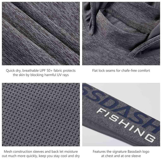 Men's GRAY UPF 50+ Sun Long Sleeve Fishing Hoodie